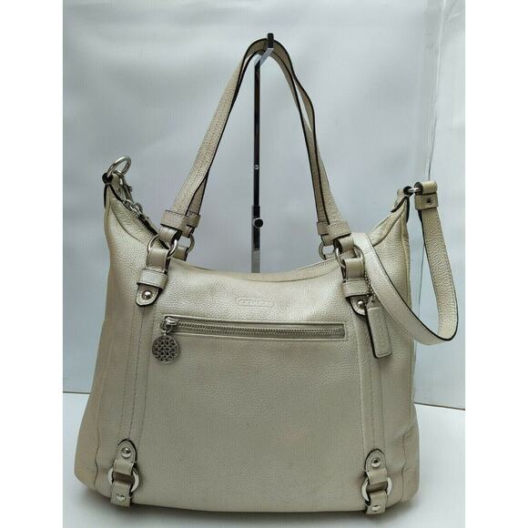 Coach Alexandra Ivory Leather Convertible Zipper Closure Crossbody Shoulder Bag - Picture 1 of 12